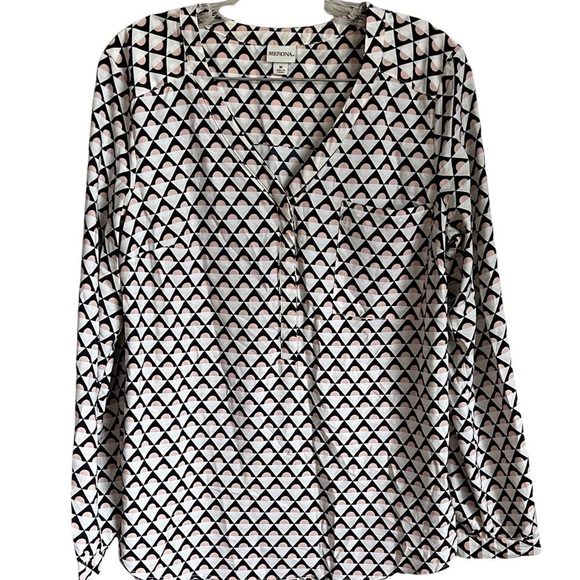 Merona Blue Pink Popover Blouse - Picture 1 of 6